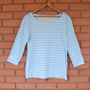 3/$20 J. Crew-  Baby Blue&White Long Sleeve Top